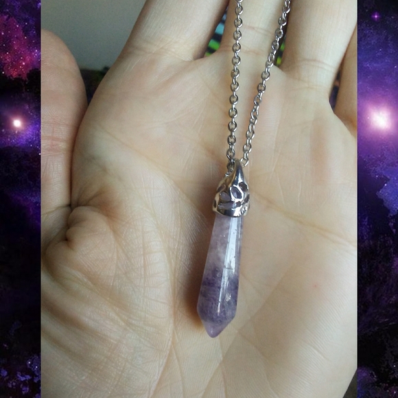 🌙💜 Amethyst Stone Necklace Crystal Point Healing Jewelry Witchy - Picture 12 of 16